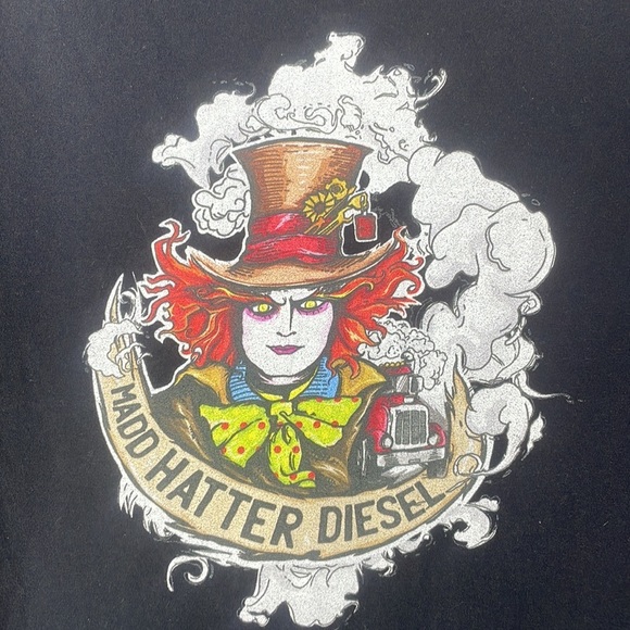 Johnny Depp as Mad Hatter Diesel Women's T-Shirt Size M logo on front and Back - Picture 6 of 14